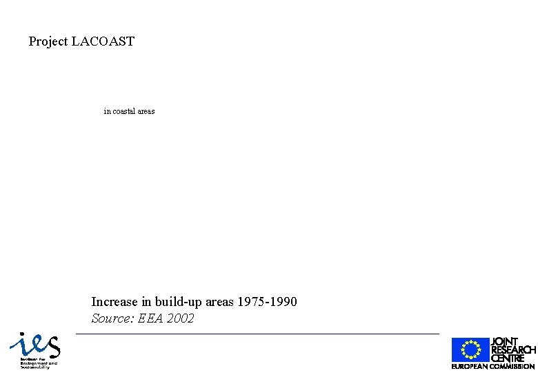 Project LACOAST in coastal areas Increase in build-up areas 1975 -1990 Source: EEA 2002