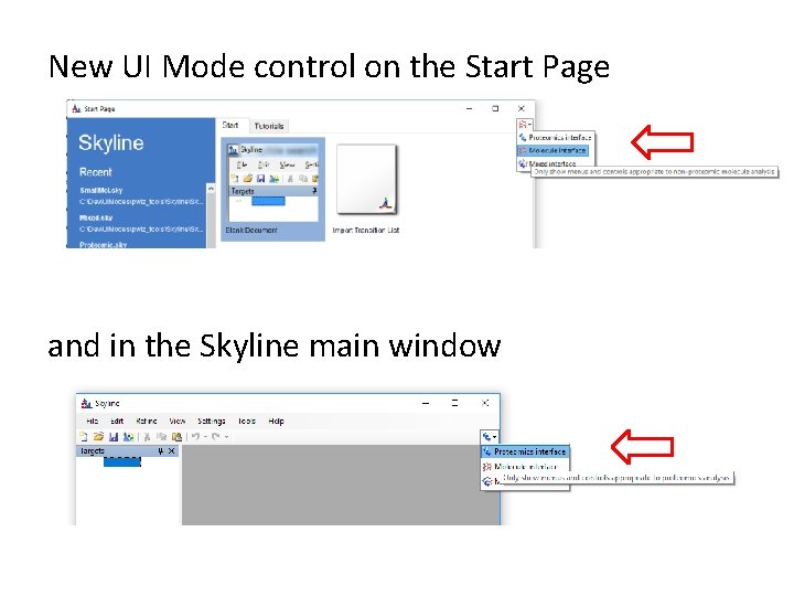 New UI Mode control on the Start Page and in the Skyline main window