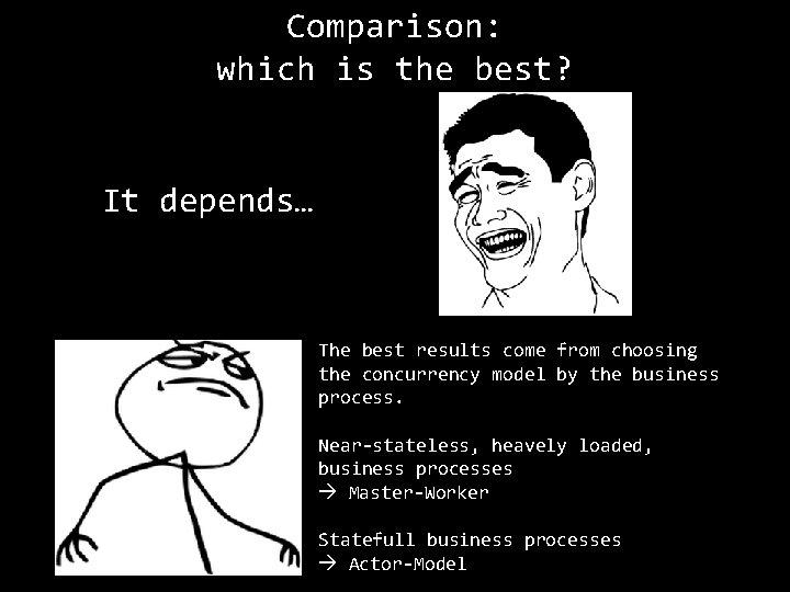 Comparison: which is the best? It depends… The best results come from choosing the