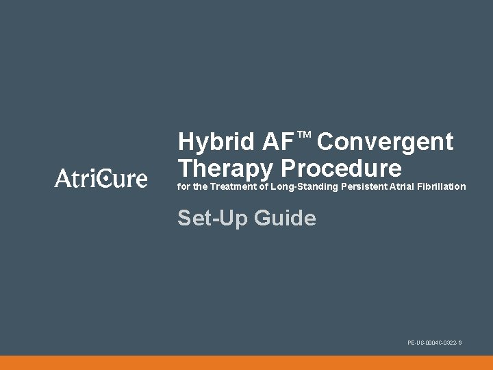 Hybrid AF™ Convergent Therapy Procedure for the Treatment of Long-Standing Persistent Atrial Fibrillation Set-Up