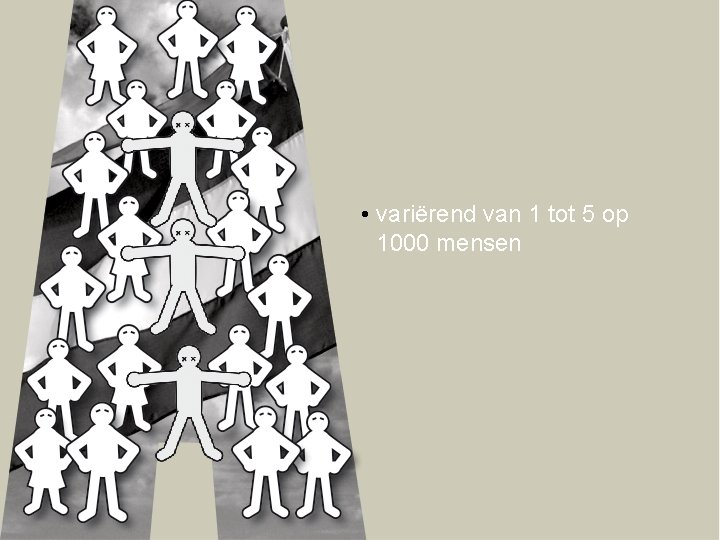  • variërend van 1 tot 5 op 1000 mensen 