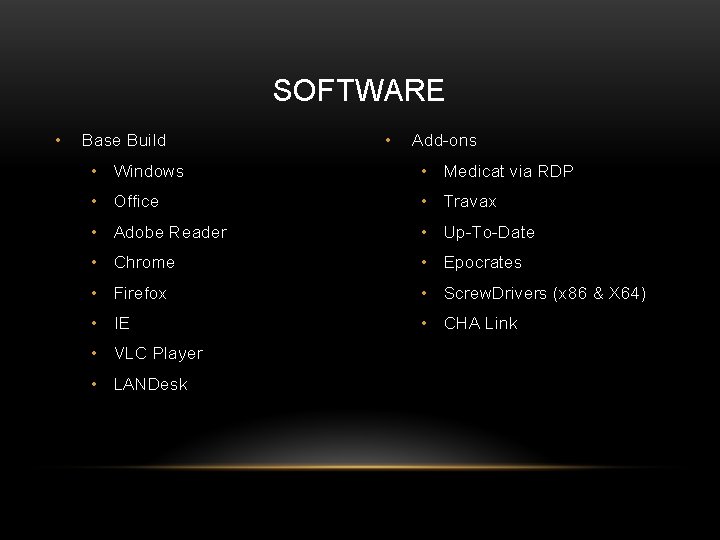 SOFTWARE • Base Build • Add-ons • Windows • Medicat via RDP • Office SOFTWARE • Base Build • Add-ons • Windows • Medicat via RDP • Office