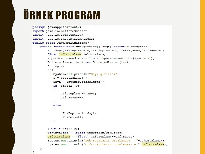 ÖRNEK PROGRAM 