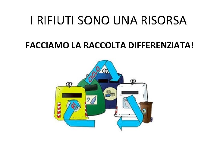 I RIFIUTI SONO UNA RISORSA FACCIAMO LA RACCOLTA DIFFERENZIATA! 
