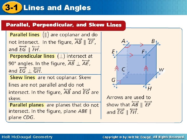 3 -1 Lines and Angles Holt Mc. Dougal Geometry 