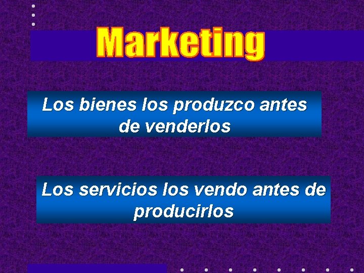 Los bienes los produzco antes de venderlos Los servicios los vendo antes de producirlos