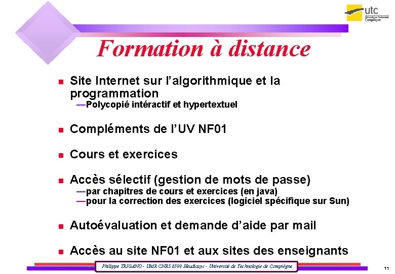 Formation à distance Site Internet sur l’algorithmique et la programmation —Polycopié intéractif et hypertextuel