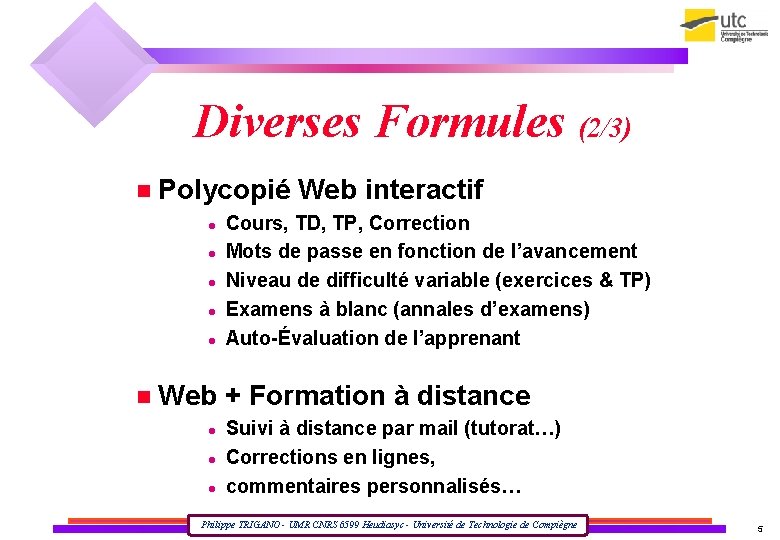 Diverses Formules (2/3) Polycopié Web interactif Cours, TD, TP, Correction Mots de passe en