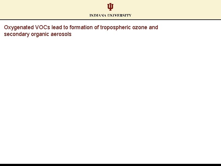 Oxygenated VOCs lead to formation of tropospheric ozone and secondary organic aerosols Oxygenated VOCs lead to formation of tropospheric ozone and secondary organic aerosols