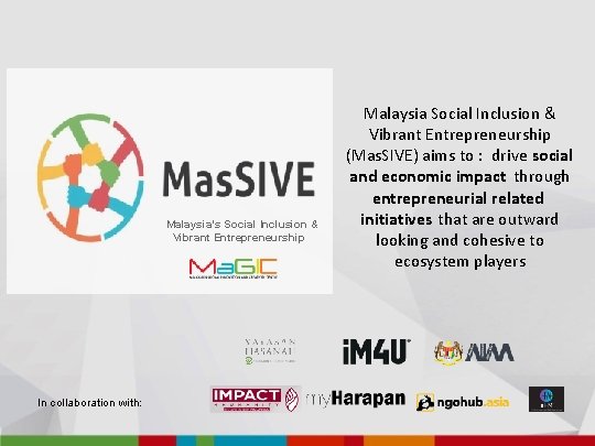 Malaysia’s Social Inclusion & Vibrant Entrepreneurship In collaboration with: Malaysia Social Inclusion & Vibrant