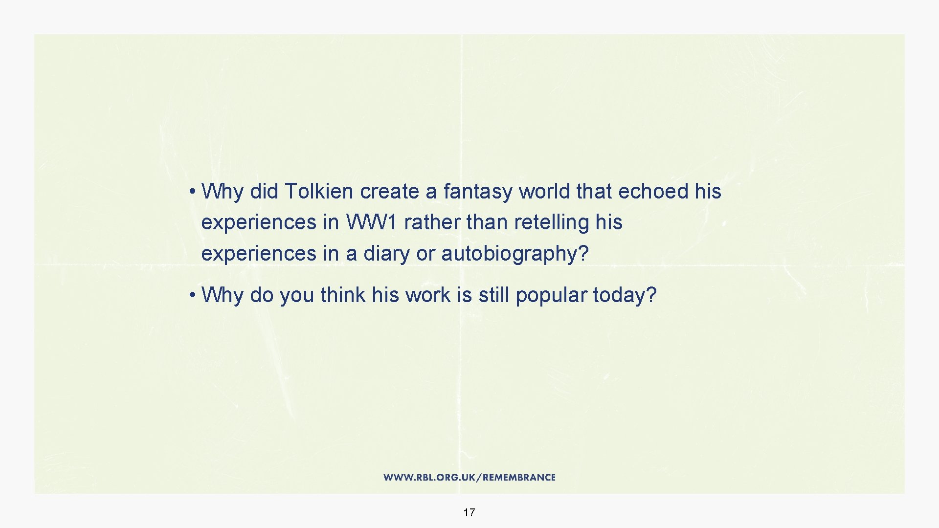  • Why did Tolkien create a fantasy world that echoed his experiences in