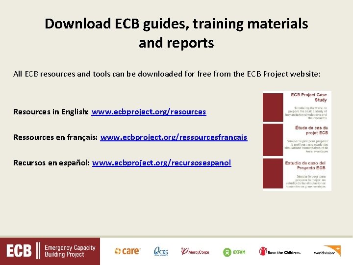 Download ECB guides, training materials and reports All ECB resources and tools can be