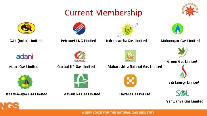 Current Membership GAIL (India) Limited Petronet LNG Limited Indraprastha Gas Limited Mahanagar Gas Limited