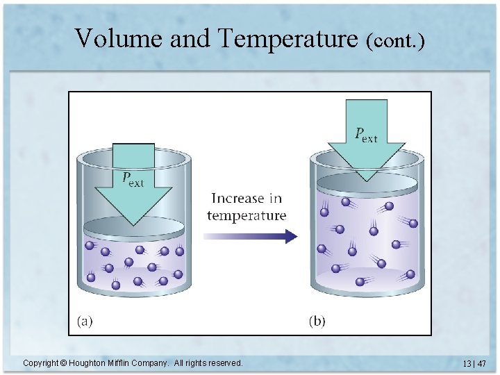 Volume and Temperature (cont. ) Copyright © Houghton Mifflin Company. All rights reserved. 13