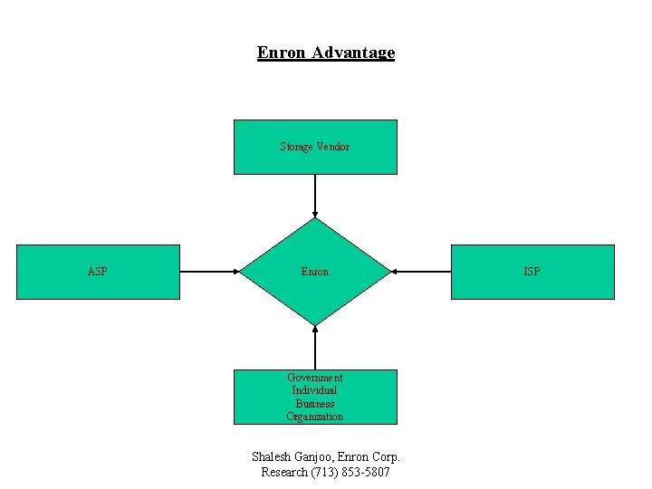 Enron Advantage Storage Vendor ASP Enron Government Individual Business Organization Shalesh Ganjoo, Enron Corp.