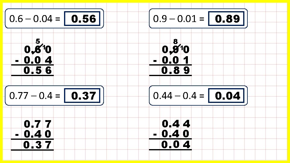 0. 6 – 0. 04 = 0. 56 5 0. 6 10 - 0.