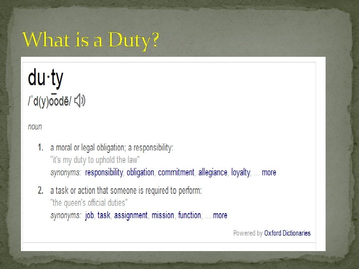 What is a Duty? 