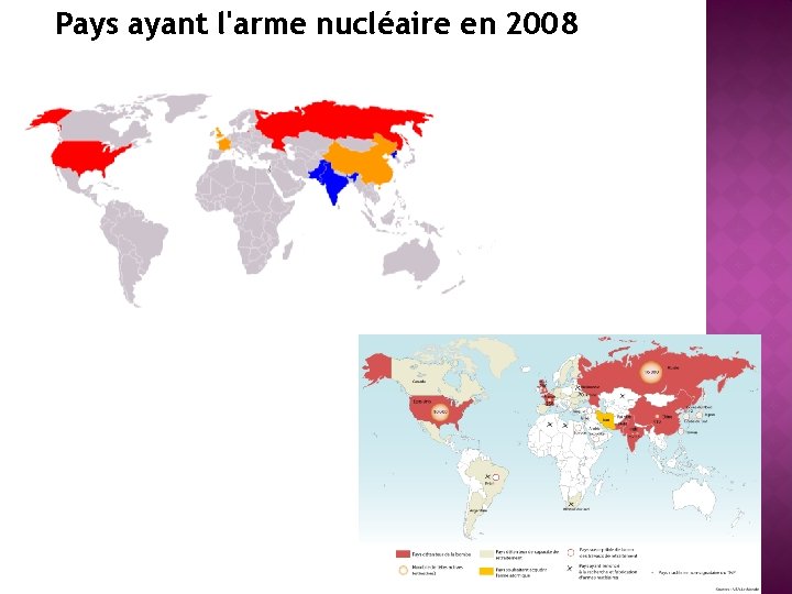 Pays ayant l'arme nucléaire en 2008 