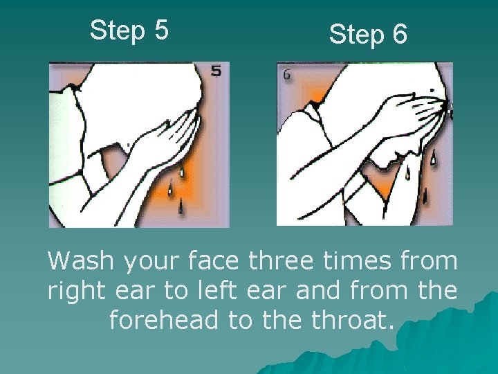 Step 5 Step 6 Wash your face three times from right ear to left