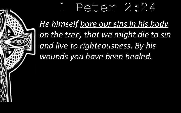 1 Peter 2: 24 He himself bore our sins in his body on the