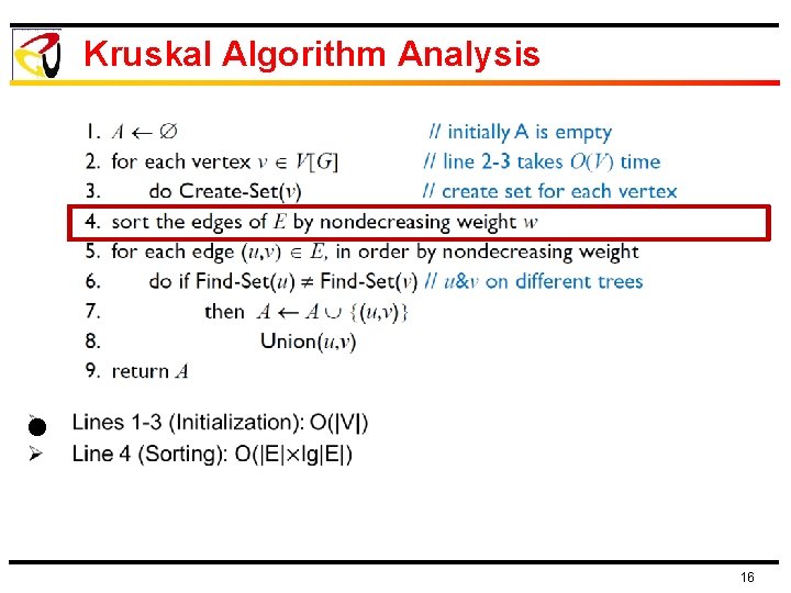 Kruskal Algorithm Analysis l 16 