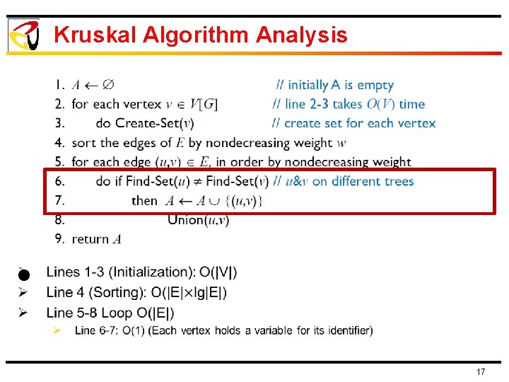 Kruskal Algorithm Analysis l 17 