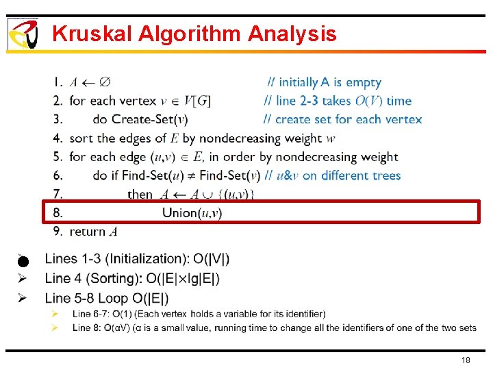 Kruskal Algorithm Analysis l 18 