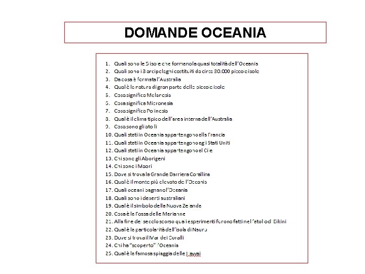 DOMANDE OCEANIA 