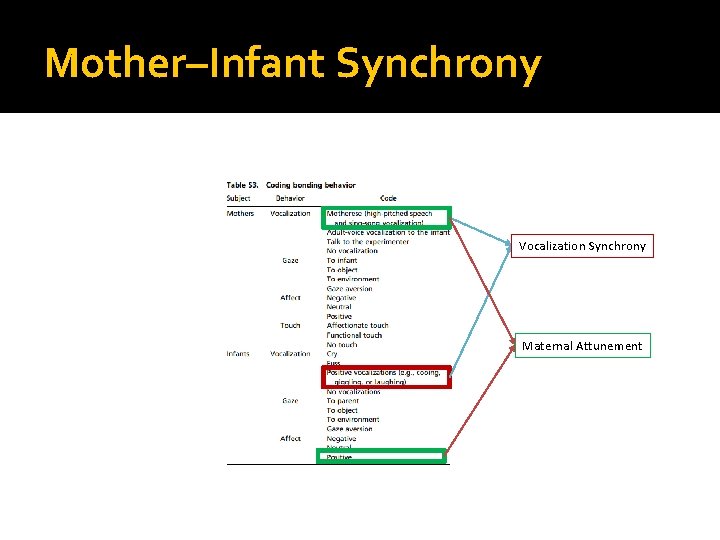 Mother–Infant Synchrony Vocalization Synchrony Maternal Attunement 