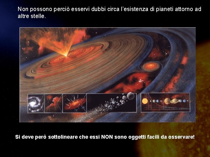 Non possono perciò esservi dubbi circa l’esistenza di pianeti attorno ad altre stelle. Si