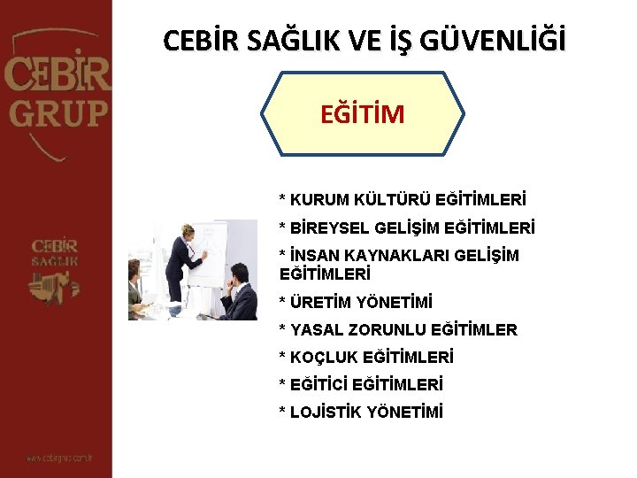 CEBİR SAĞLIK VE İŞ GÜVENLİĞİ EĞİTİM * KURUM KÜLTÜRÜ EĞİTİMLERİ * BİREYSEL GELİŞİM EĞİTİMLERİ