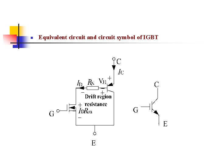 n Equivalent circuit and circuit symbol of IGBT n Equivalent circuit and circuit symbol of IGBT