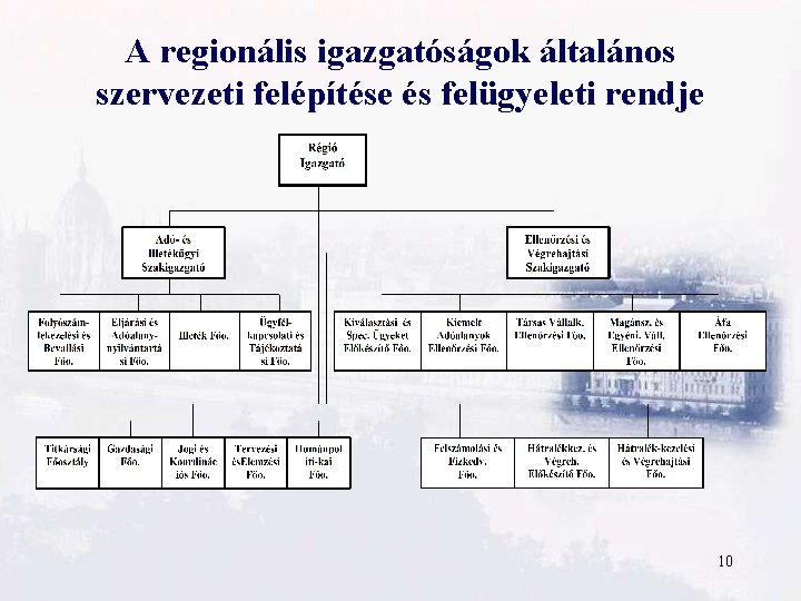 A regionális igazgatóságok általános szervezeti felépítése és felügyeleti rendje 10 