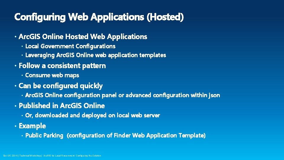 Configuring Web Applications (Hosted) • Arc. GIS Online Hosted Web Applications Local Government Configurations