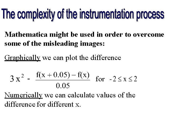 Mathematica might be used in order to overcome some of the misleading images: Graphically