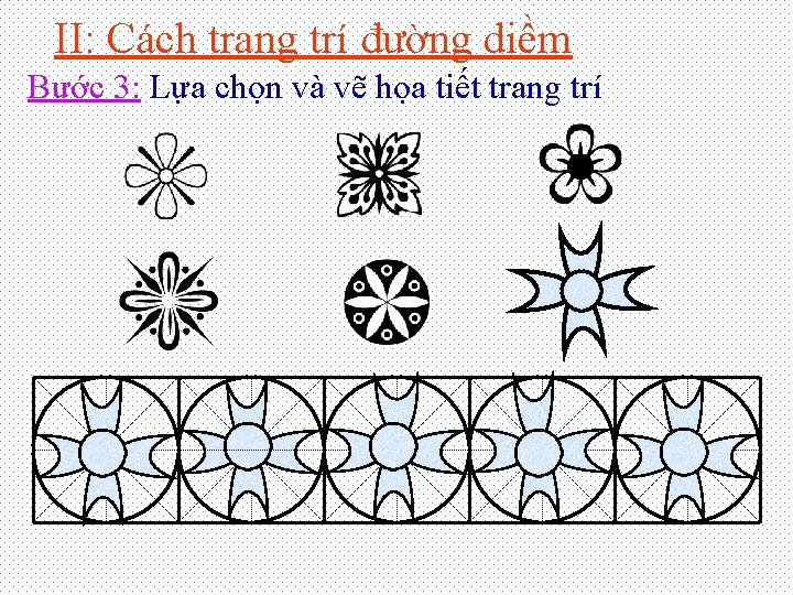 II: Cách trang trí đường diềm Bước 3: Lựa chọn và vẽ họa tiết