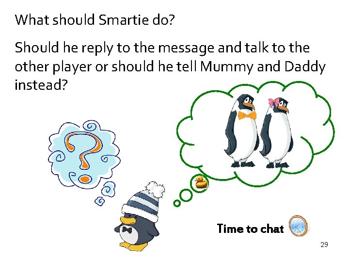 What should Smartie do? Should he reply to the message and talk to the