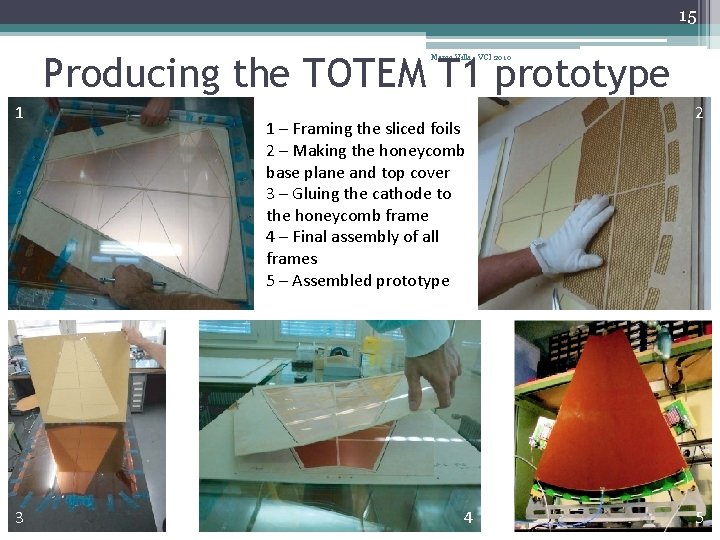 15 Producing the TOTEM T 1 prototype Marco Villa - VCI 2010 1 3