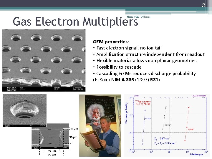 3 Gas Electron Multipliers Marco Villa - VCI 2010 GEM properties: • Fast electron
