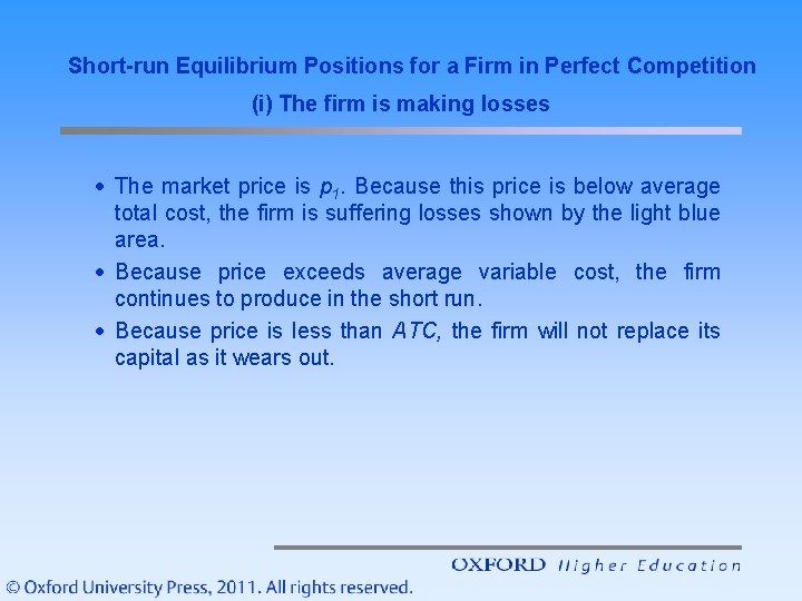 Short-run Equilibrium Positions for a Firm in Perfect Competition (i) The firm is making