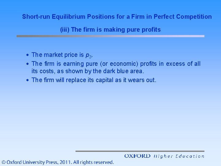 Short-run Equilibrium Positions for a Firm in Perfect Competition (iii) The firm is making