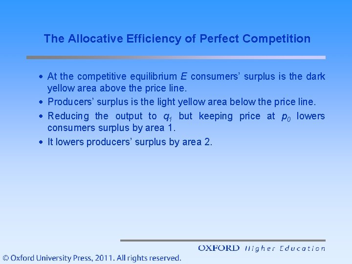 The Allocative Efficiency of Perfect Competition · At the competitive equilibrium E consumers’ surplus