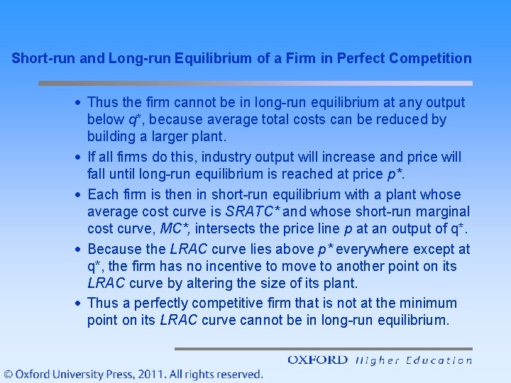 Short-run and Long-run Equilibrium of a Firm in Perfect Competition · Thus the firm