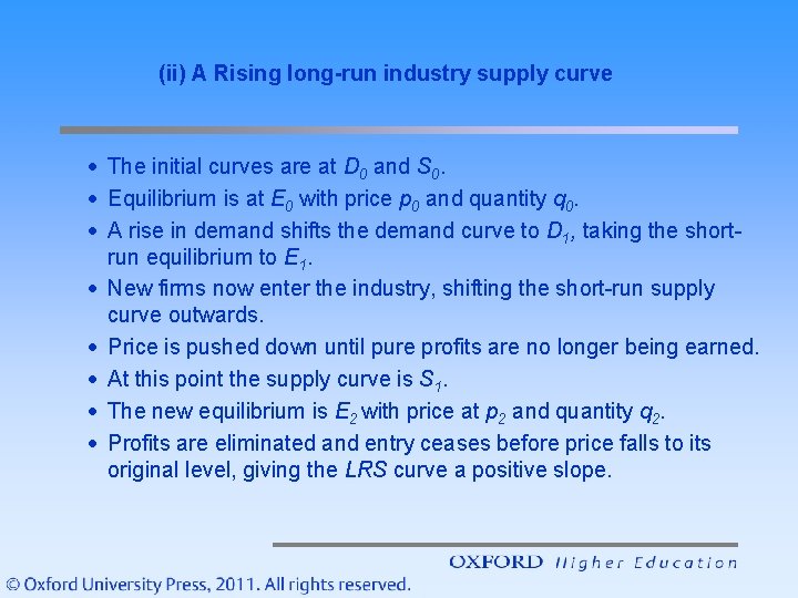 (ii) A Rising long-run industry supply curve · The initial curves are at D