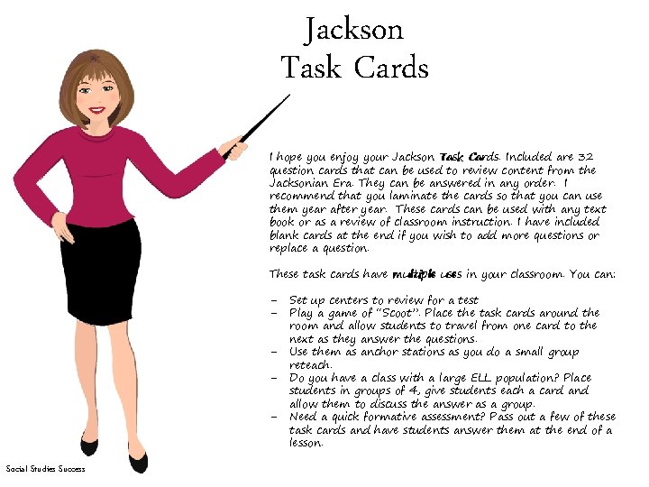 Jackson Task Cards I hope you enjoy your Jackson Task Cards. Included are 32