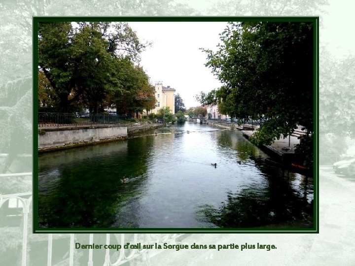 Dernier coup d’œil sur la Sorgue dans sa partie plus large. 