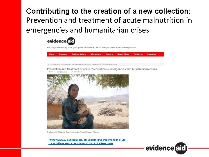 Contributing to the creation of a new collection: Prevention and treatment of acute malnutrition