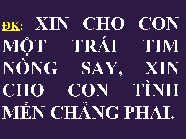 XIN CHO CON MỘT TRÁI TIM NỒNG SAY, XIN CHO CON TÌNH MẾN CHẲNG