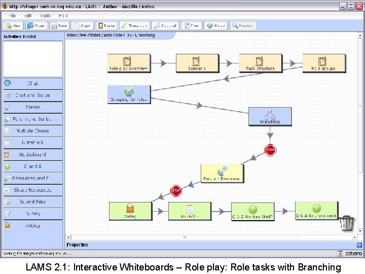 LAMS 2. 1: Interactive Whiteboards – Role play: Role tasks with Branching 