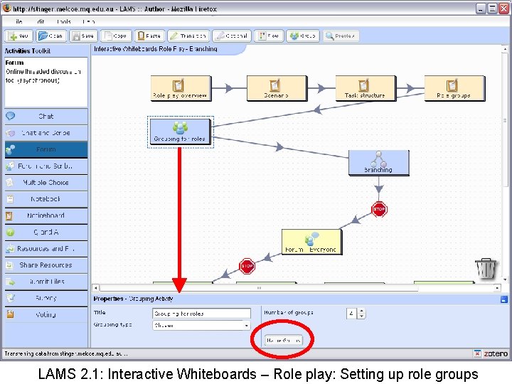 LAMS 2. 1: Interactive Whiteboards – Role play: Setting up role groups 